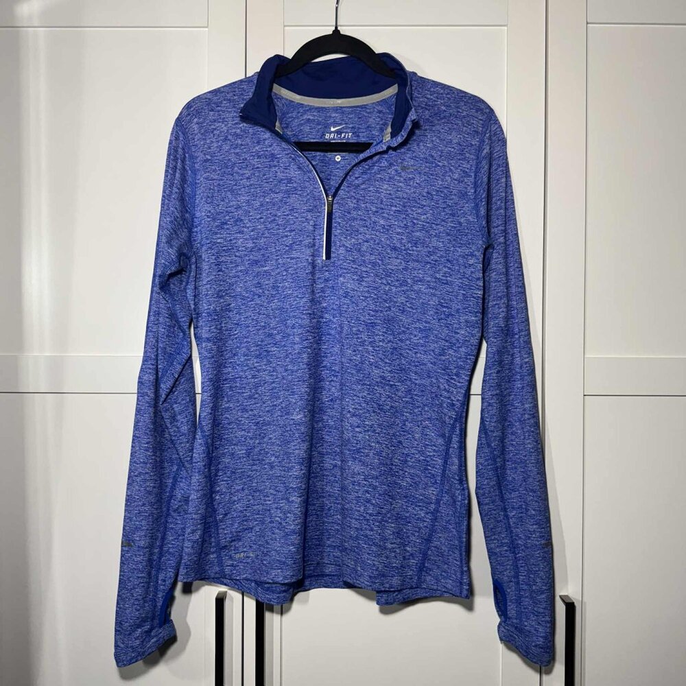 Nike Women Sweater Pull over Active Gym Dri-Fit Light Sweater Blue MEDIUM